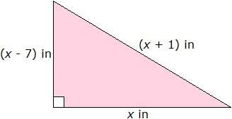 The sides of a right triangle have a relationship as depicted below, where x is the length of the lo