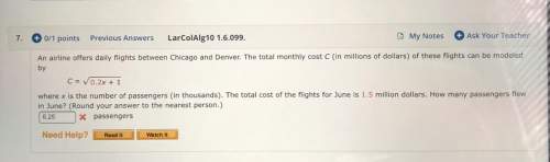 An airline offers daily flights between chicago and denver. the total monthly cost c (in millions of