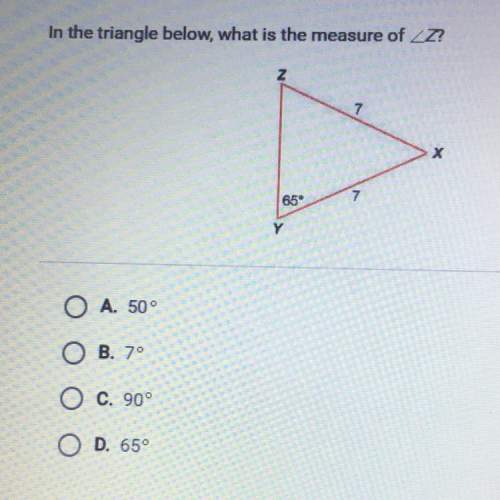 In the triangle below, what is the measure of а. 50° в. 79 c. 90° d. 65°