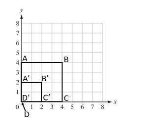 Square abcd was dilated to form square a’b’c’d’. is this a reduction or an enlargement? what scale