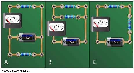 Which of the following diagrams illustrates a series circuit with two resistors?  a