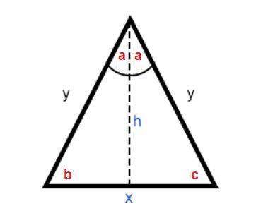 If h is an angle bisector of the given isosceles triangle, what is the measure of ∠a if ∠c = 55°? &lt;