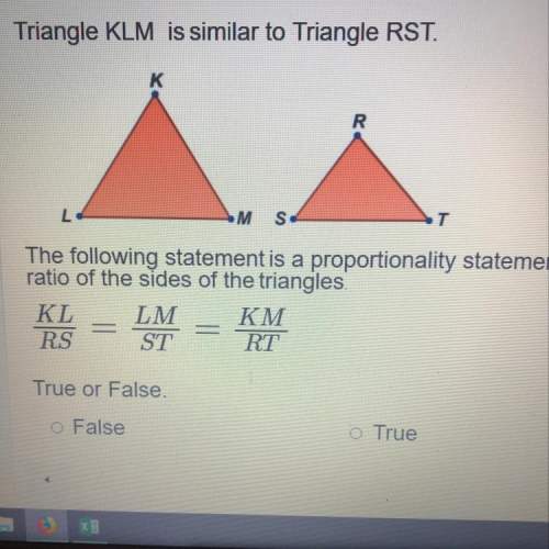 Triangle klm is similar to triangle rst.  the following statement is a proportionality stateme