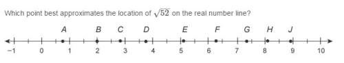 Which point best approximates the location of root 52 on the real number line a.c