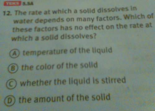 The rate at which a solid dissolves in water depends on many factors.whih of these factors has no ef