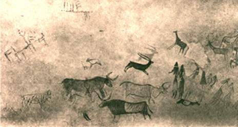 This example of cave art from the neolithic period shows  a. an abstract styling with sh