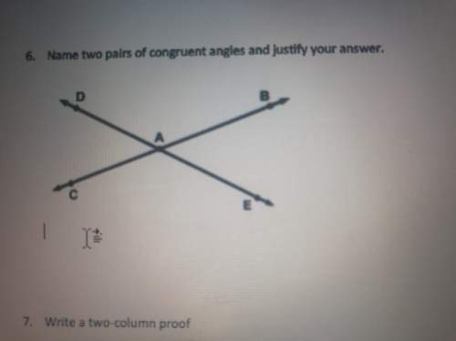 Name two pairs of congruent angles and justify your answer.