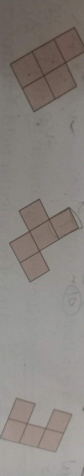 Each figure below is made up of five 2cm squares .find the perimeter of each figure.
