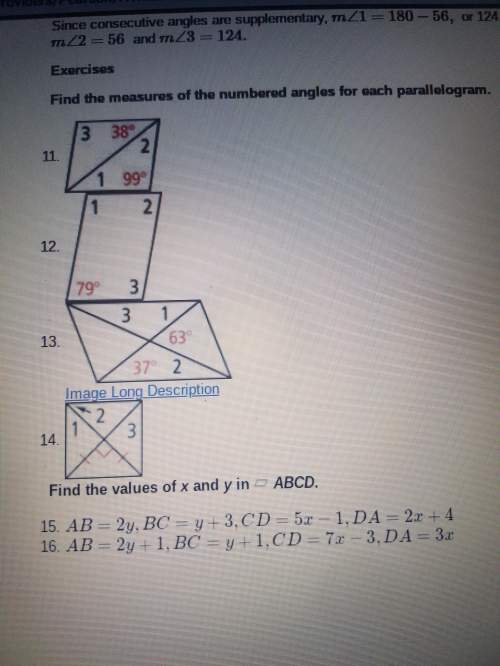 Find the measures of the numbered angles for each parallelogram.