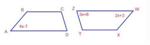 Trapezoid abcd and wxyz are congruent trapezoids. what is the value of x?  a. x=5