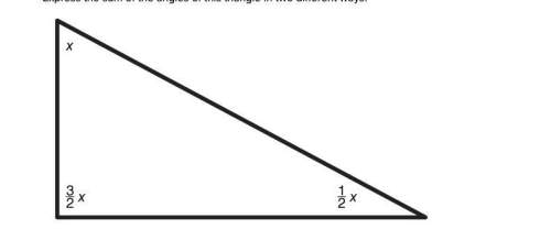 Express the sum of the angles of this triangle in two different ways.