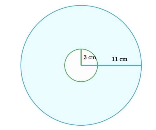 Acircle with radius of 3cm sits inside a circle with radius of 11cm. what is the area of the shaded