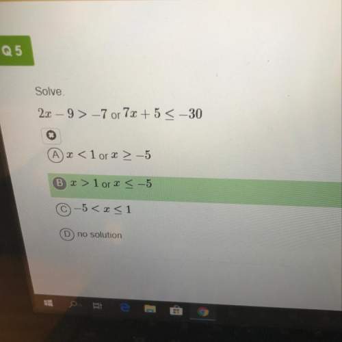 Solve. 2x - 9&gt; -7 or 7x + 5&lt; -30