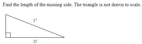 Find the length of the missing side. the triangle is not drawn to scale. can someone me