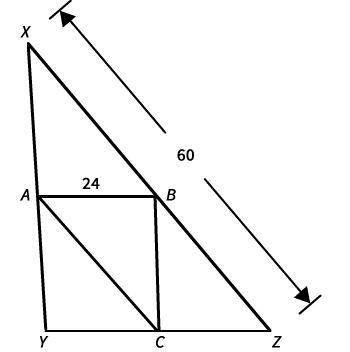 A, b, and c are midpoints of ∆xyz. what is the length of cy