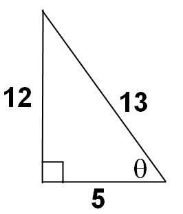 In the triangle below, what ratio is cos θ?