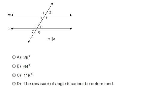 Line m is parallel to line n. the measure of angle 2 is 64°. what is the measure of angle 5?