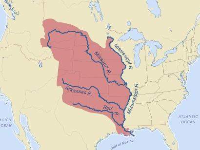 What does the highlighted portion of this map illustrate? the louisiana purchase