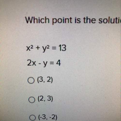 Which point is the solution to the following system of equations