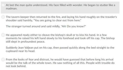 Which passage from "the convict and the bishop" is the best example of irony? \