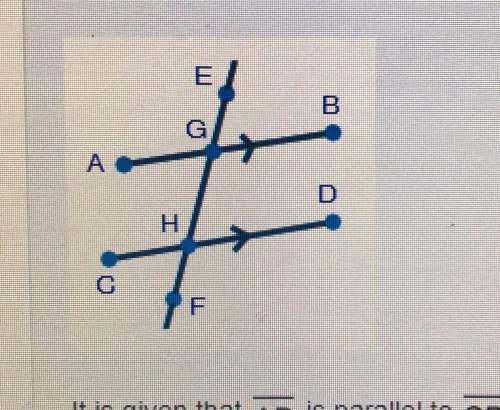 It is given that ab is parallel to cd and points e g h f are collinear. agf and egb are vertical and