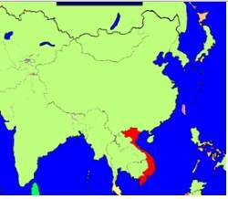 The area in red in the map shown shows a southeast asian country, whose conflict between northern co