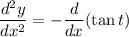 $\frac{d^2y}{dx^2}= - \frac{d}{dx}(\tan t) $