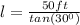 l=\frac{50ft}{tan (30^{0})}
