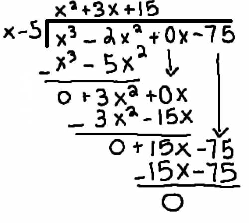(x^3-2x^2-75) divided by (x-5)
