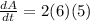 \frac{dA}{dt} = 2(6)(5)