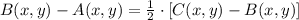 B(x,y) -A(x,y) = \frac{1}{2}\cdot [C(x,y)-B(x,y)]