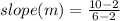 slope (m) = \frac{10 - 2}{6 - 2}