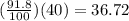 (\frac{91.8}{100})(40)=36.72
