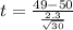 t =  \frac{ 49  - 50 }{ \frac{2.3}{ \sqrt{30 } } }