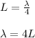 L = \frac{\lambda}{4} \\\\\lambda = 4L