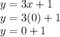 y=3x+1\\y=3(0)+1\\y=0+1