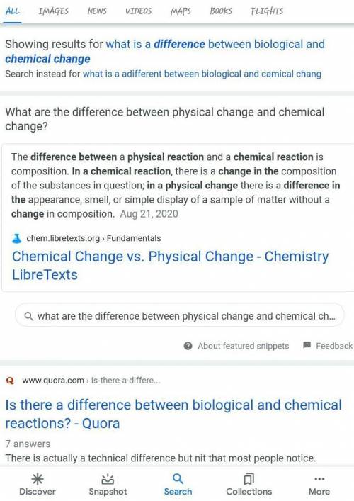 What is the difference between a chemical change and a biological change?