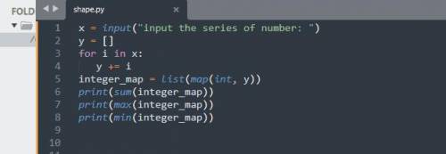 Write a program that asks the user to enter a series of single digit numbers with nothing separating
