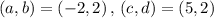 (a,b)=(-2,2)\,,\,(c,d)=(5,2)