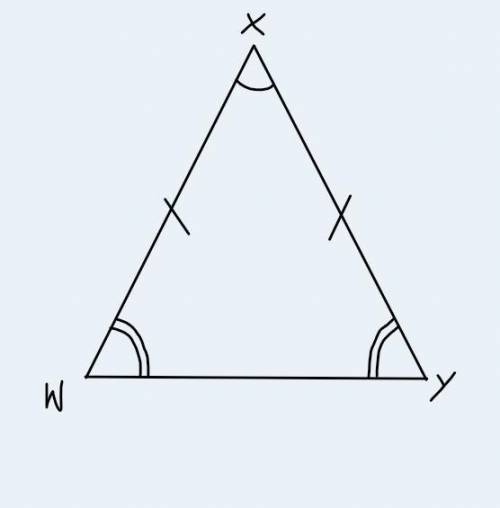 In triangle △WXY, XY ≅ WX and m∠X=38 Find m∠W