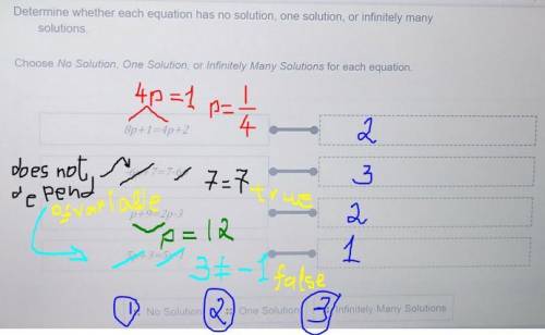 Help Me! ASAP! Determine whether each equation has no solution, one solution or infinitely many solu