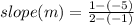 slope (m) = \frac{1 - (-5)}{2 - (-1)}