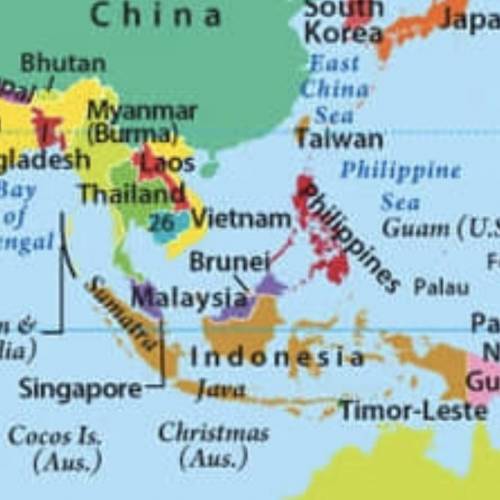 Which of the following countries is identified correctly on the map above?

A.
Thailand is country n