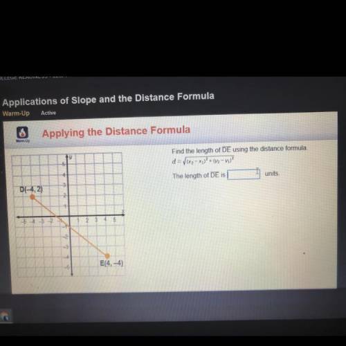 Find the length of DE using the distance formula. d =