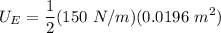 \displaystyle U_E = \frac{1}{2} (150 \ N/m)(0.0196 \ m^2)