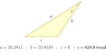 Solve the triangle:  a = 21, b = 12, c = 8.