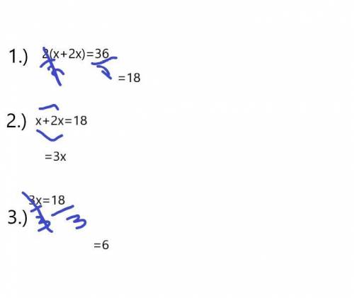 Solve the equation: 2 (x + 2x) - 36
A) X=-18
B) x = 18
cx = -6
D) x = 6