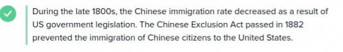During the late 1800s the chinese immigrant rate