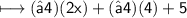 \sf \longmapsto(−4)(2x)+(−4)(4)+5