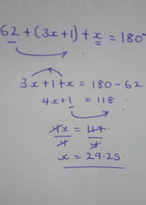 Write an equation and solve for x.